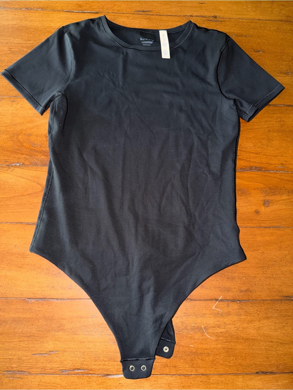 Athleta Black Short-Sleeve Bodysuit